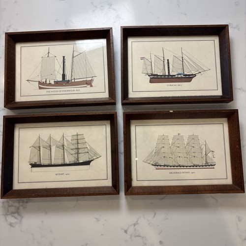 Vtg framed ship - ship, print